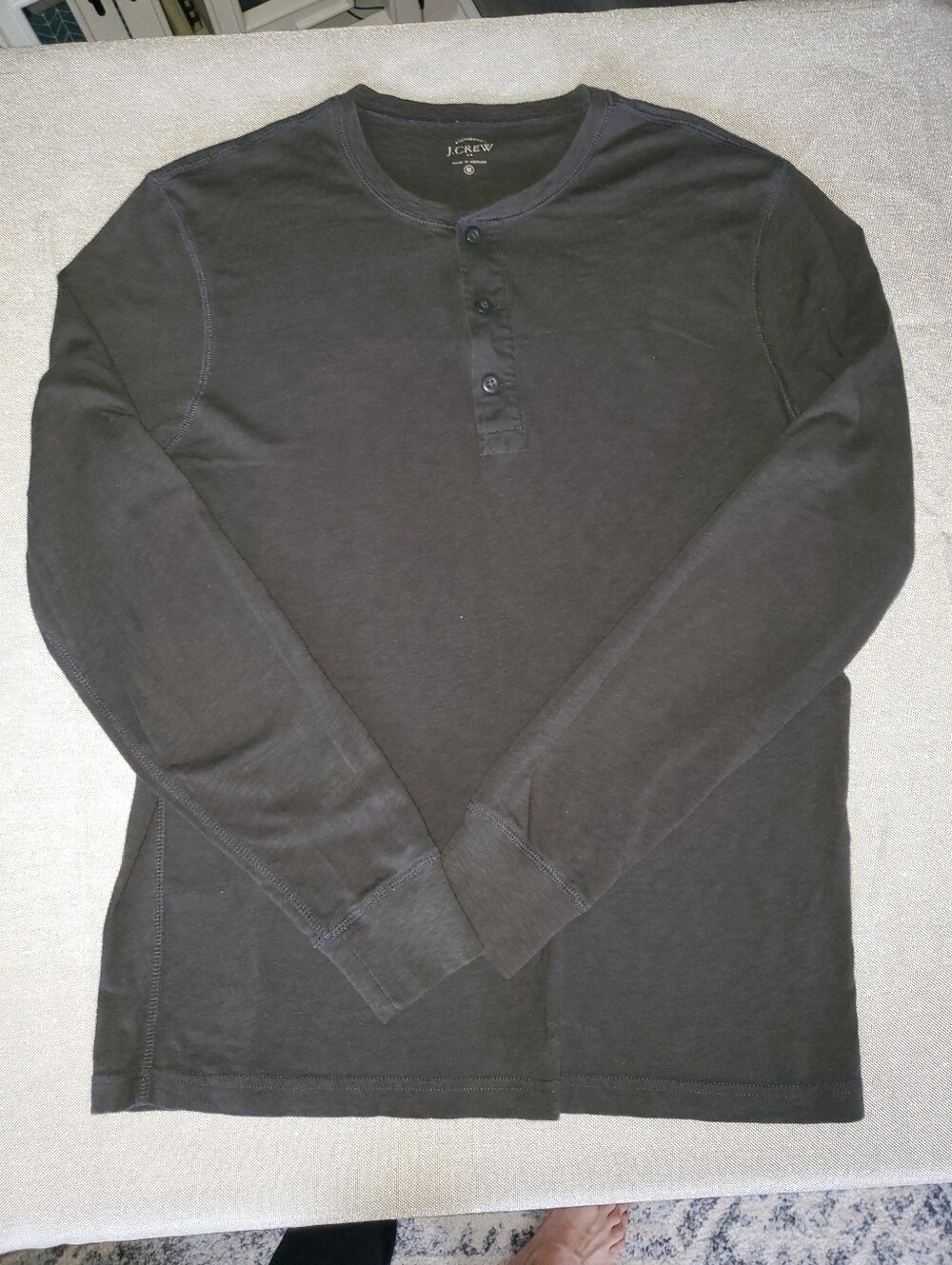 J. Crew Men's Medium Long-Sleeve Henley in Charcoal Gray